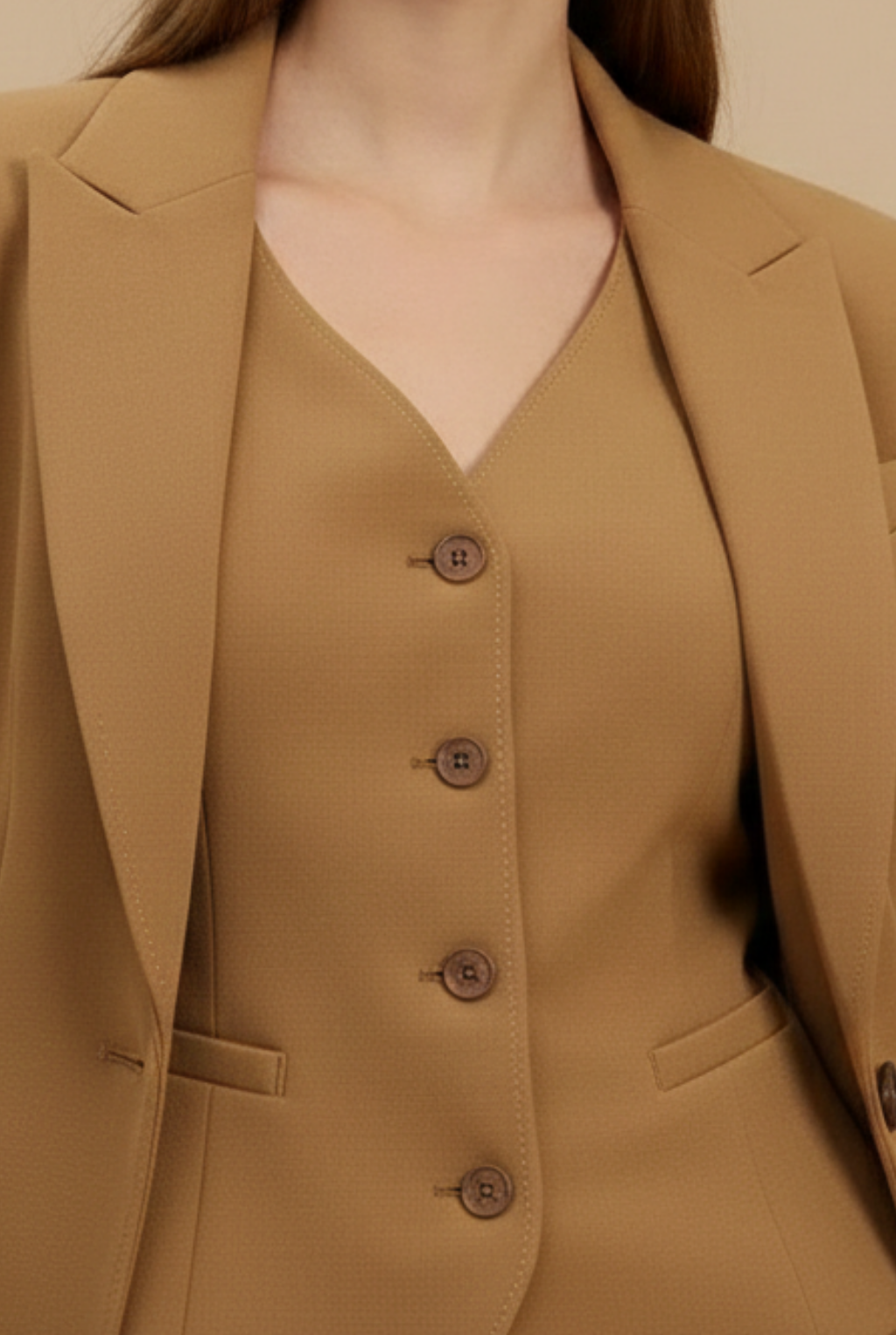 Women’s Tailored Three-Piece Suit with Single-Breasted Blazer and Flared Trousers