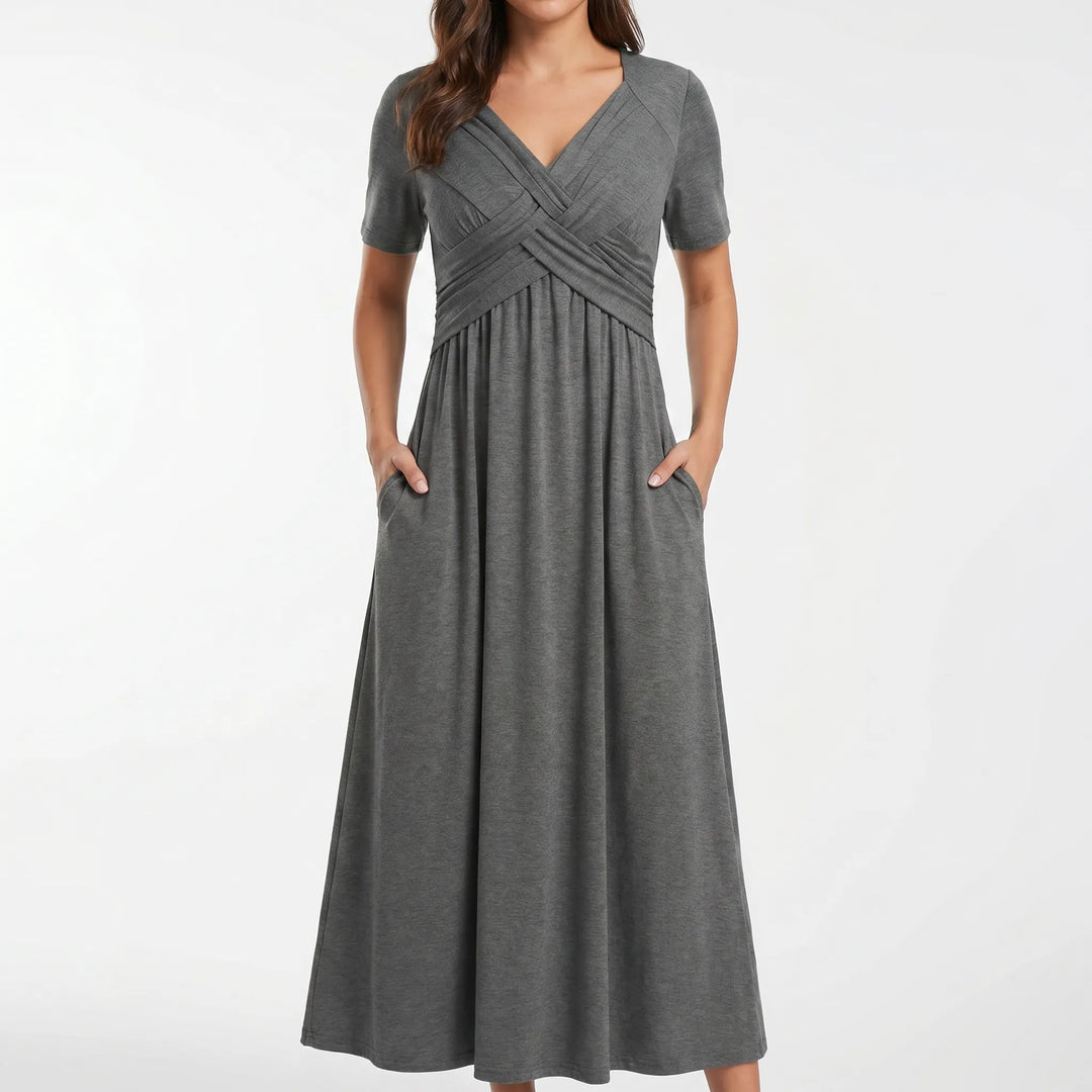 AuraDress - Short Sleeve Midi Dress