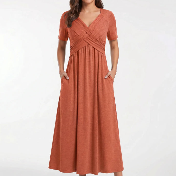 AuraDress - Short Sleeve Midi Dress