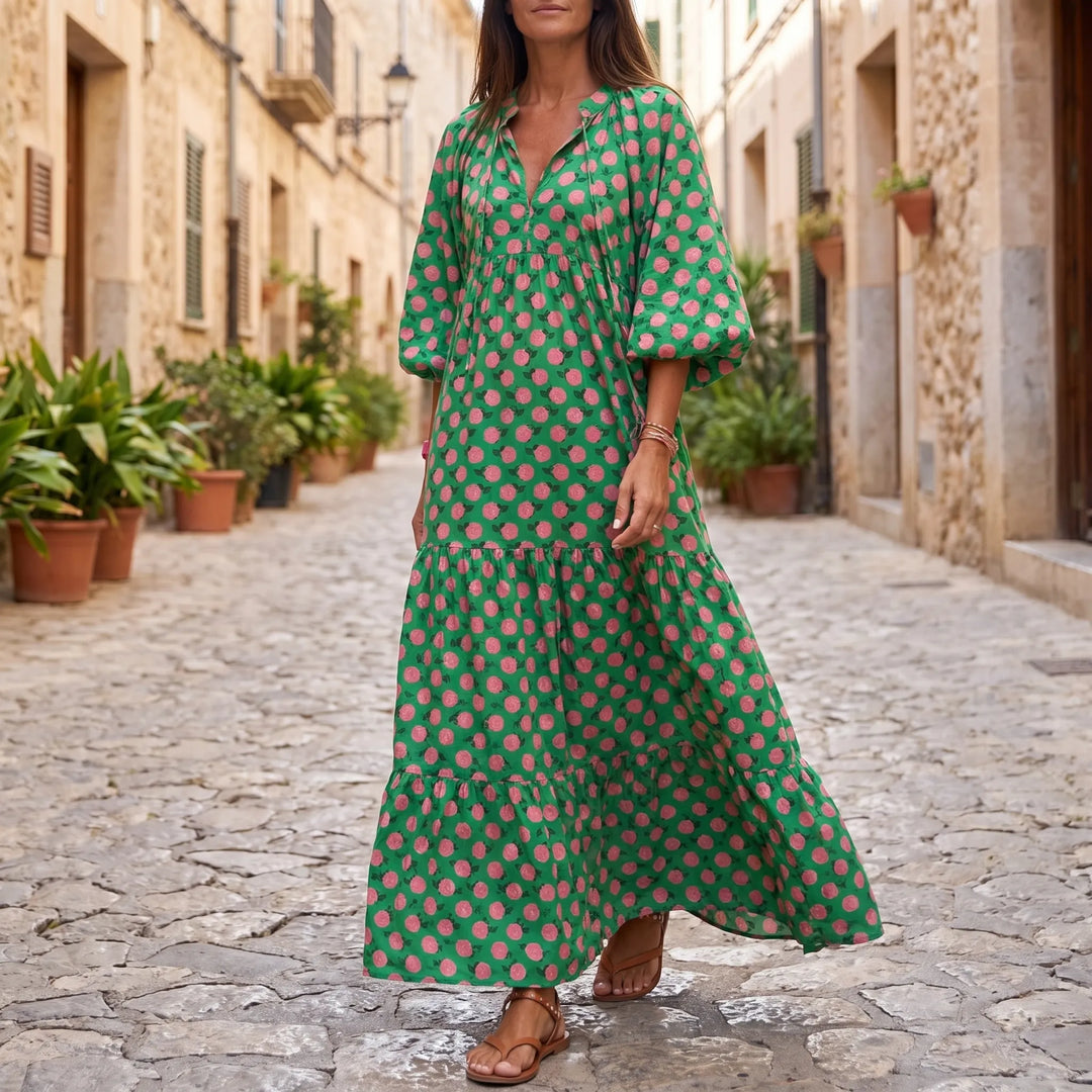 Blosswyn - Printed Midi Dress With Wide Sleeves