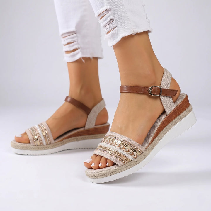 Bohavelle - Boho-Inspired Wedge Ankle Strap Sandal