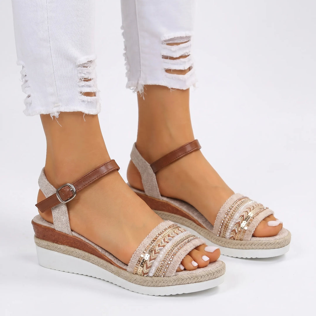 Bohavelle - Boho-Inspired Wedge Ankle Strap Sandal