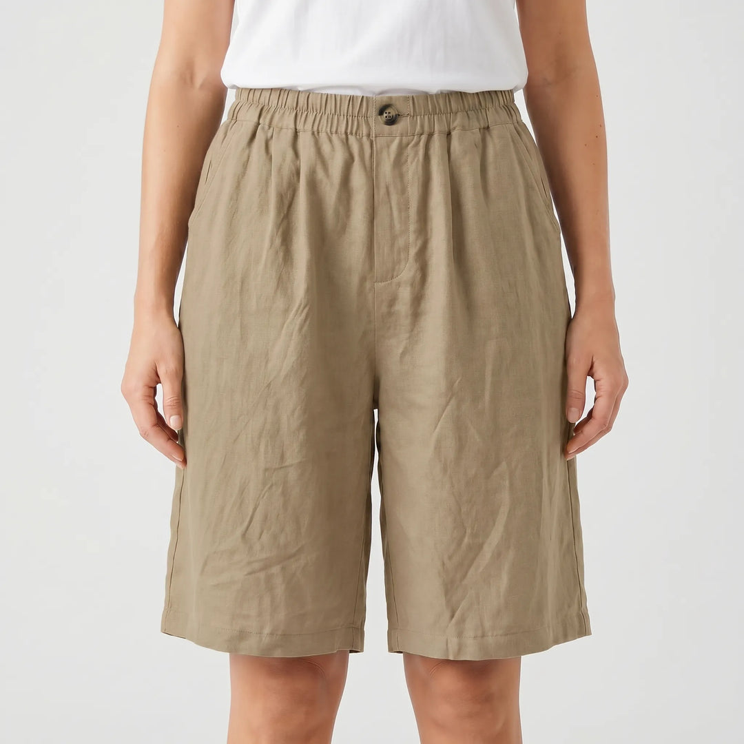 Breezon - Relaxed Mid-Thigh Elastic Waist Shorts