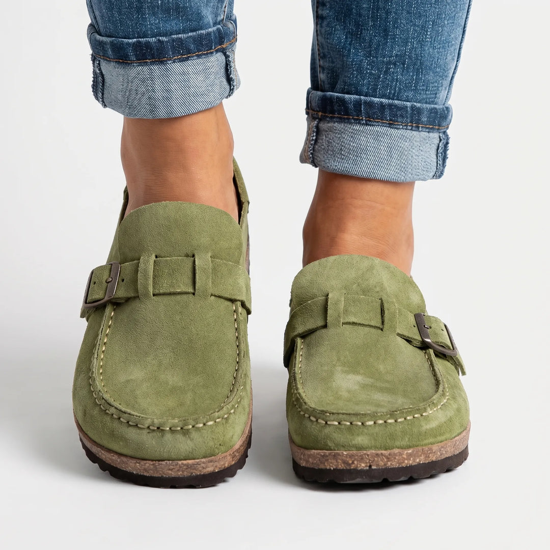Clovina - Cushioned Slip-On Clog With Buckle Detail