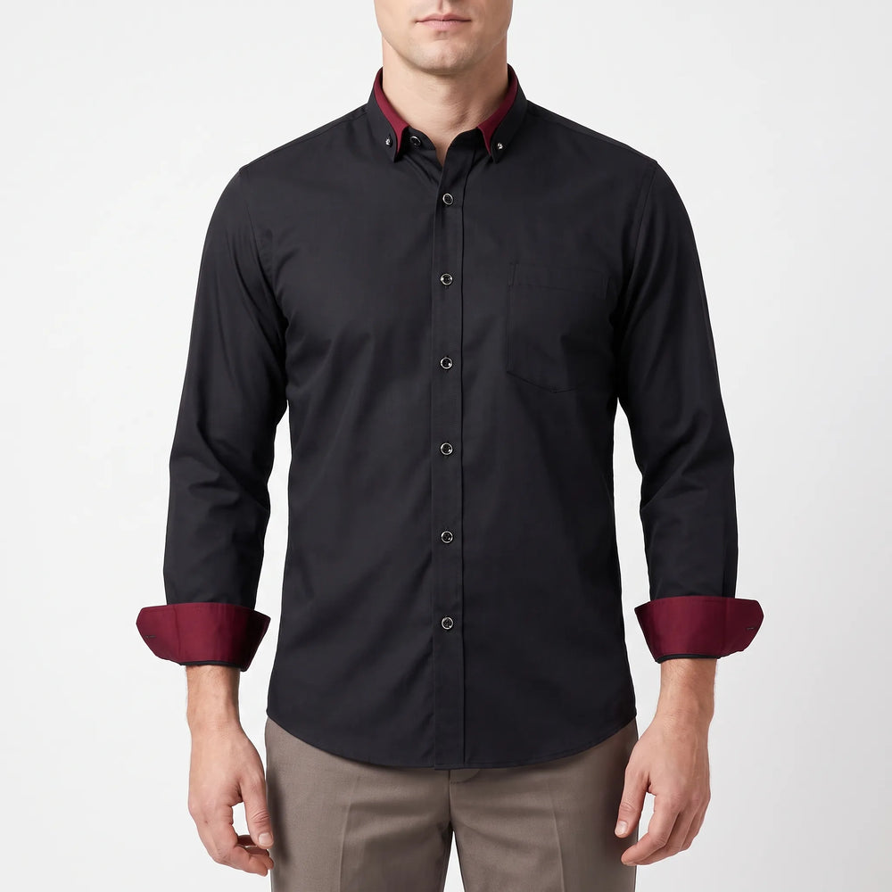 Cresset - Contrast Detail Long-Sleeve Mens Shirt