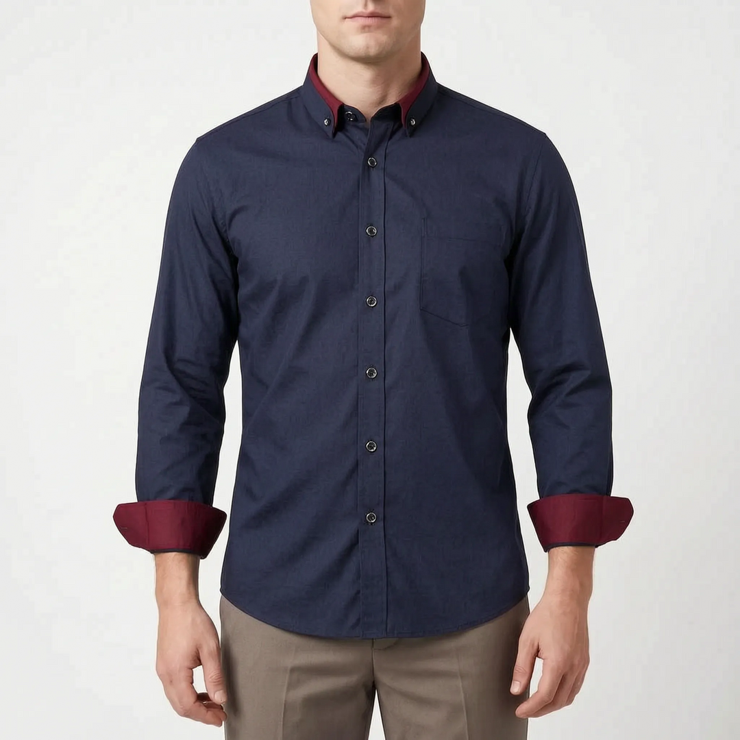 Cresset - Contrast Detail Long-Sleeve Mens Shirt