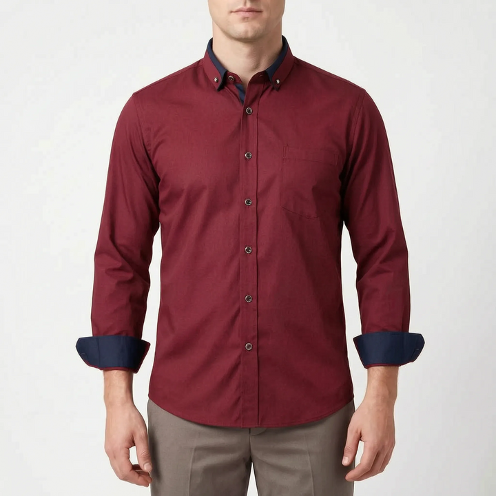 Cresset - Contrast Detail Long-Sleeve Mens Shirt