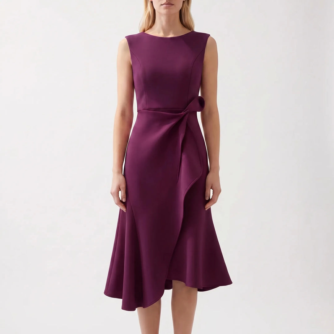 Dravelle - Asymmetric Draped Midi Dress