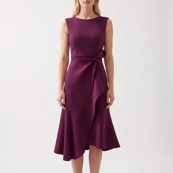 Dravelle - Asymmetric Draped Midi Dress