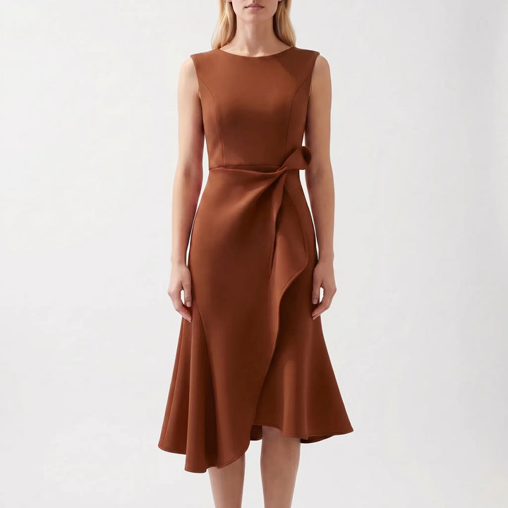 Dravelle - Asymmetric Draped Midi Dress