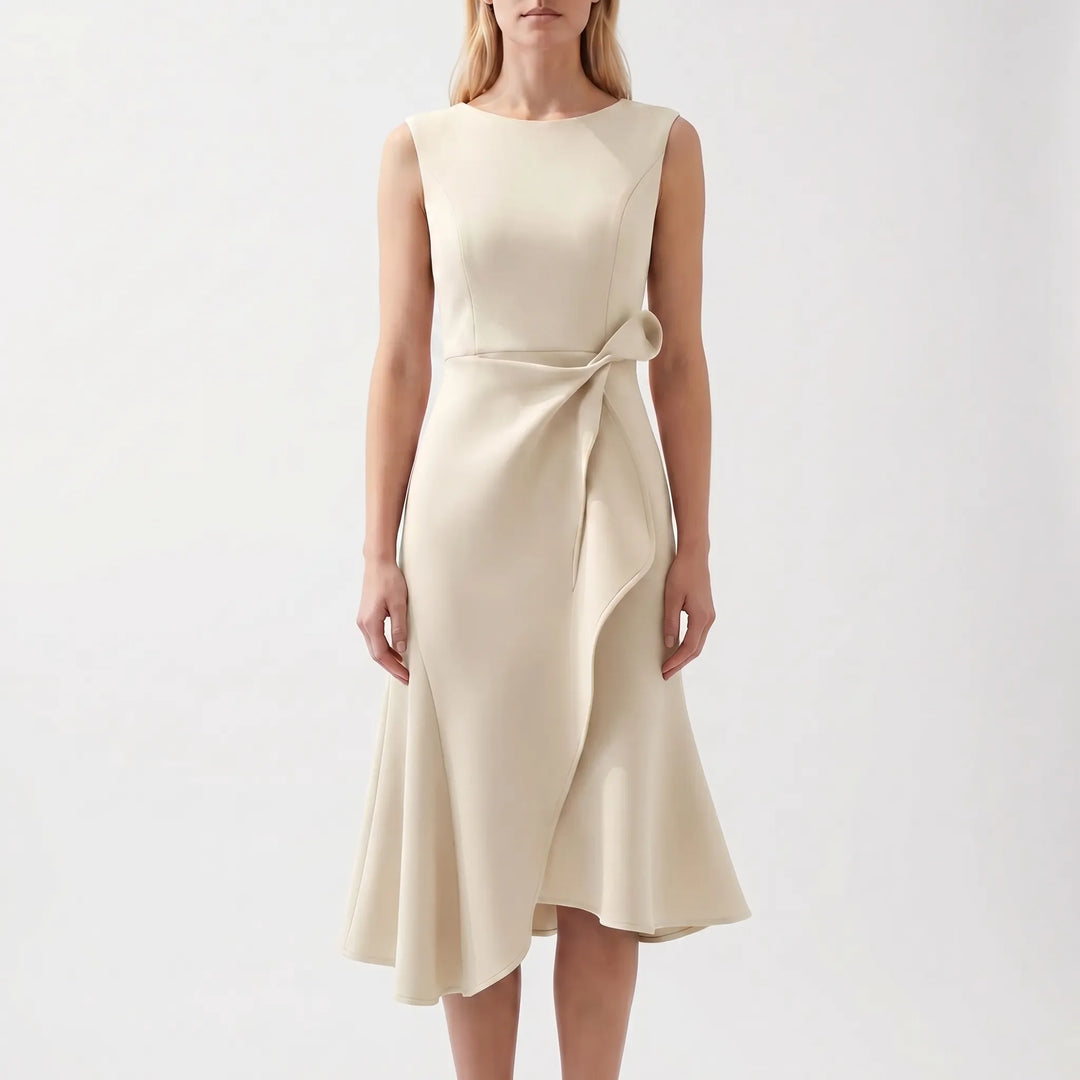 Dravelle - Asymmetric Draped Midi Dress