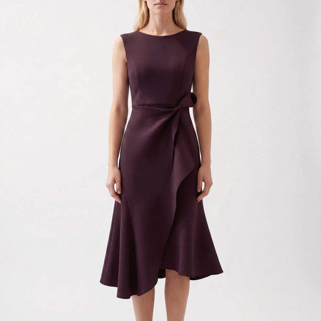Dravelle - Asymmetric Draped Midi Dress