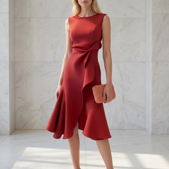 Dravelle - Asymmetric Draped Midi Dress