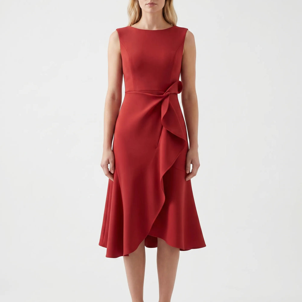 Dravelle - Asymmetric Draped Midi Dress
