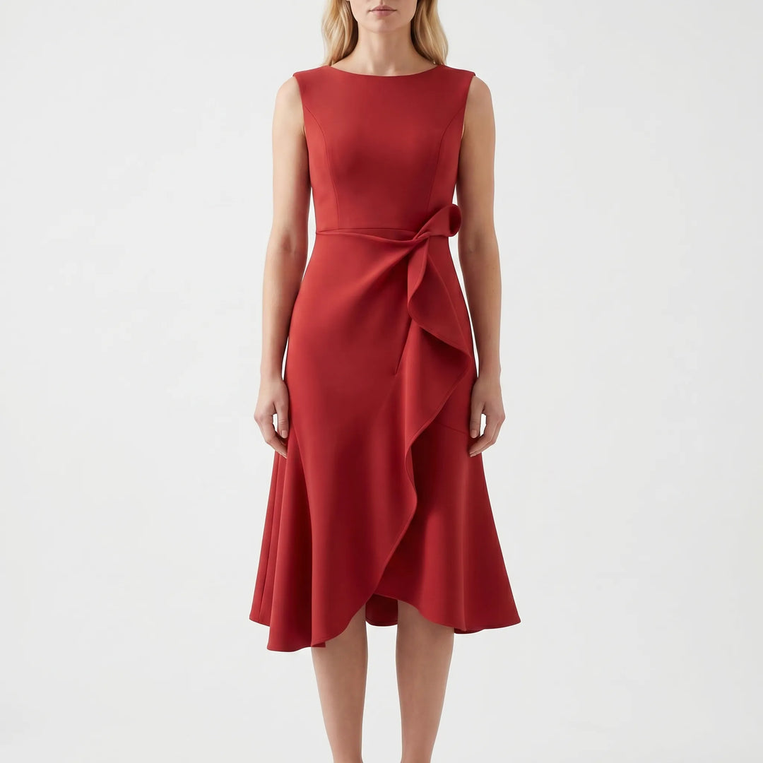 Dravelle - Asymmetric Draped Midi Dress