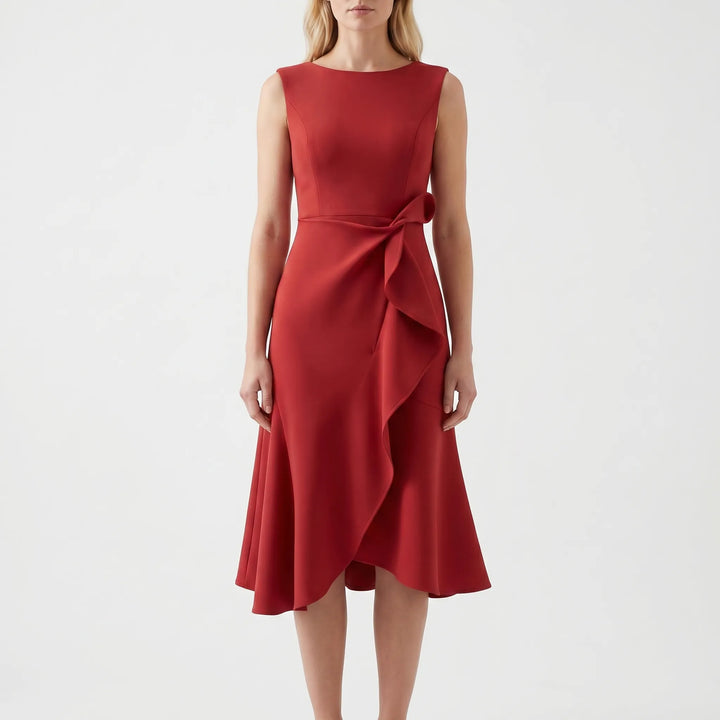 Dravelle - Asymmetric Draped Midi Dress