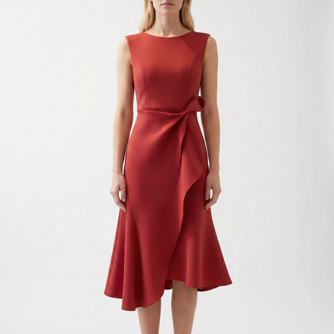 Dravelle - Asymmetric Draped Midi Dress