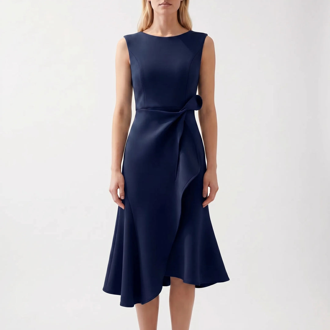 Dravelle - Asymmetric Draped Midi Dress