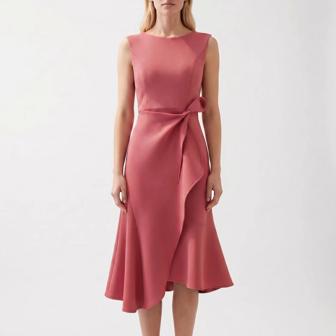 Dravelle - Asymmetric Draped Midi Dress