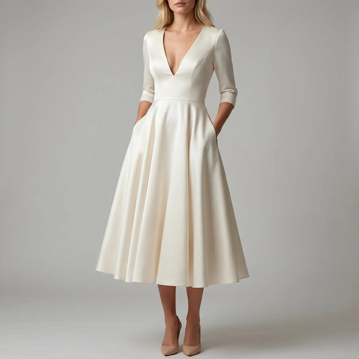 Floravel - Flared Midi Dress For Occasions