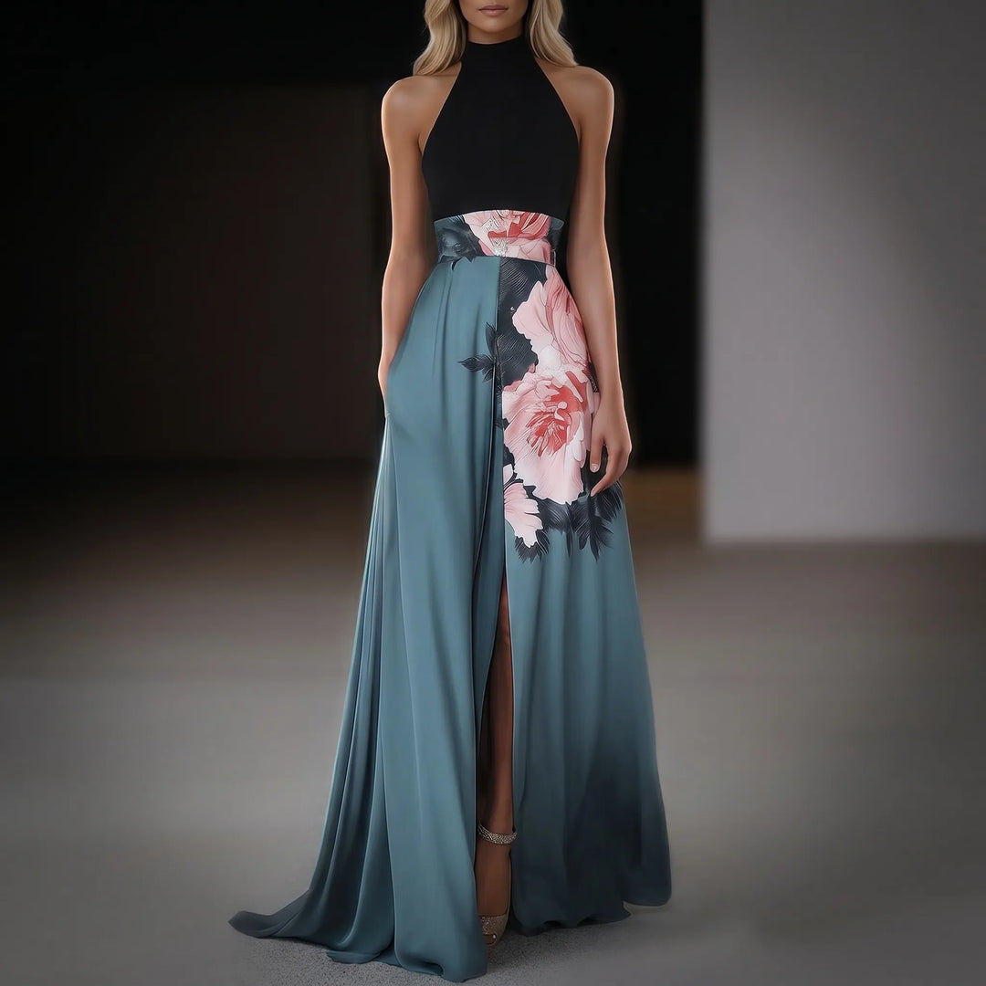 Floravia - Halterneck Floral Maxi Dress