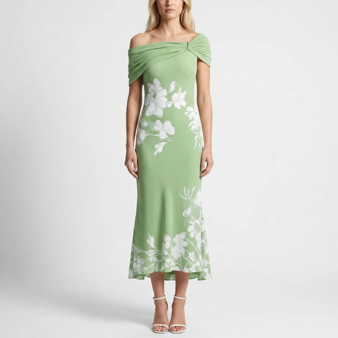 Floravia - Off-Shoulder Floral Midi Dress