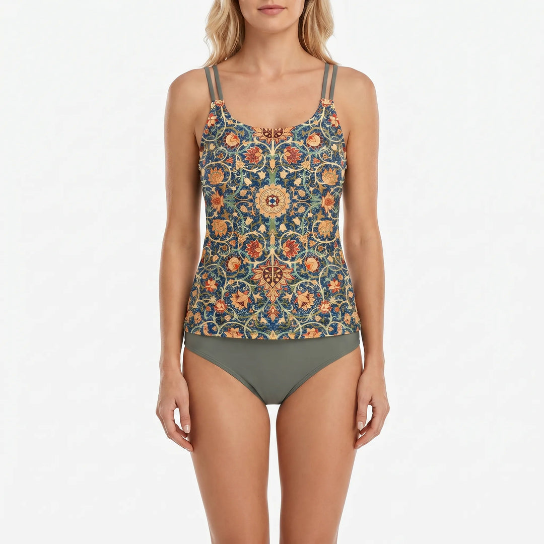 Floravia - Printed Tankini Two-Piece Swimsuit