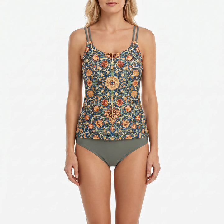 Floravia - Printed Tankini Two-Piece Swimsuit