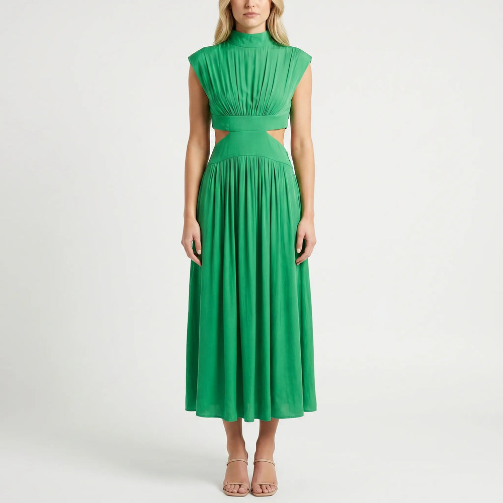 Florisse - High-Neck Cut-Out Midi Dress