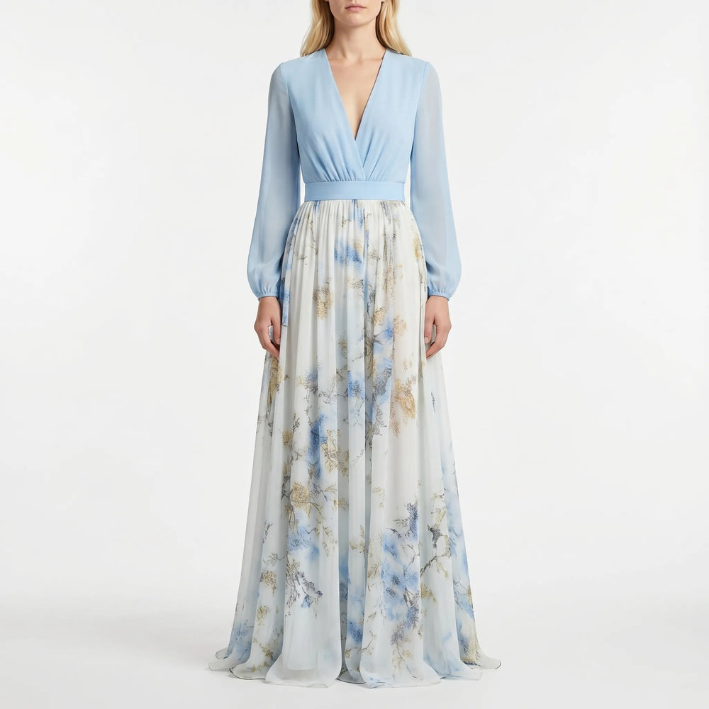 Florvelle - Floral Print Long-Sleeve Maxi Dress