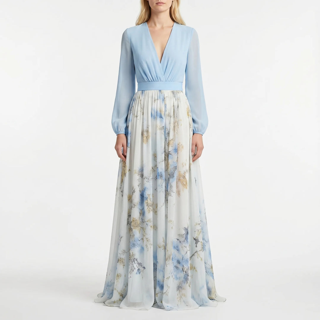 Florvelle - Floral Print Long-Sleeve Maxi Dress