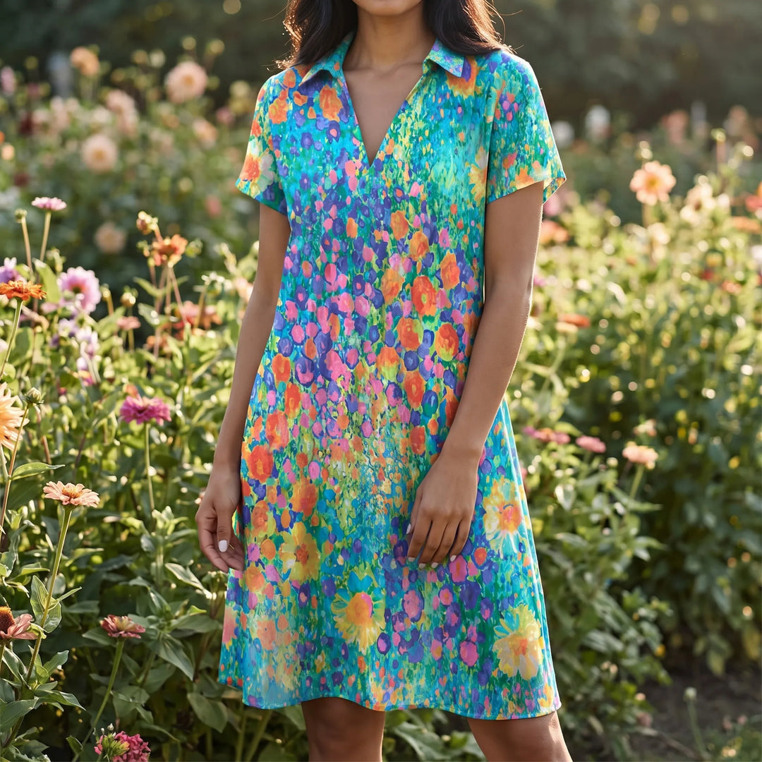 Florwyn - Bohemian Floral Print Midi Dress