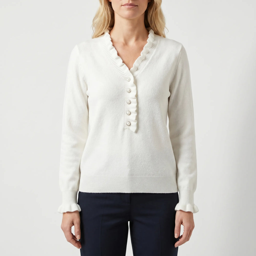 Frillette - Ruffle Trim Long Sleeve Blouse