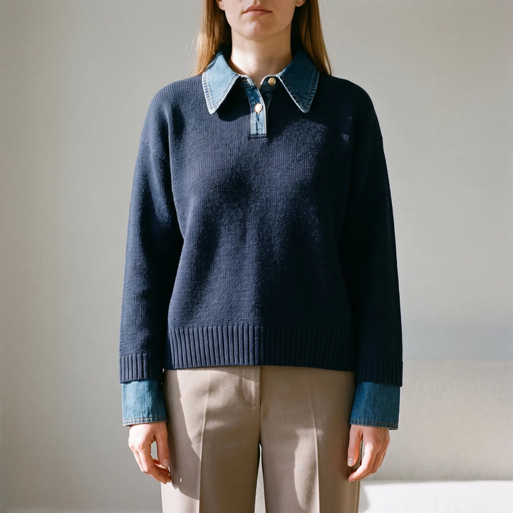 Knitique - Womens Collared Knit Jumper