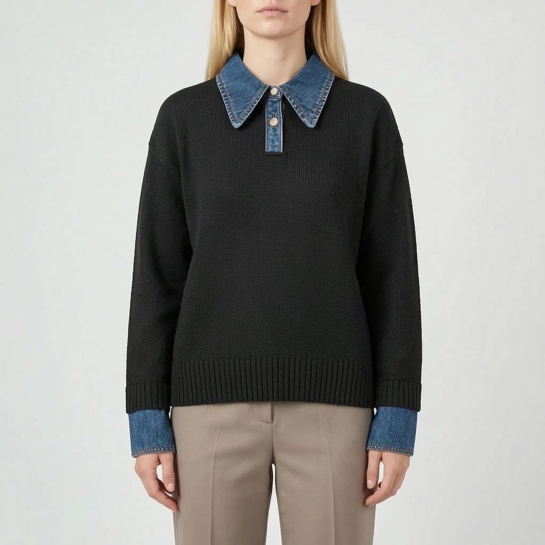 Knitique - Womens Collared Knit Jumper