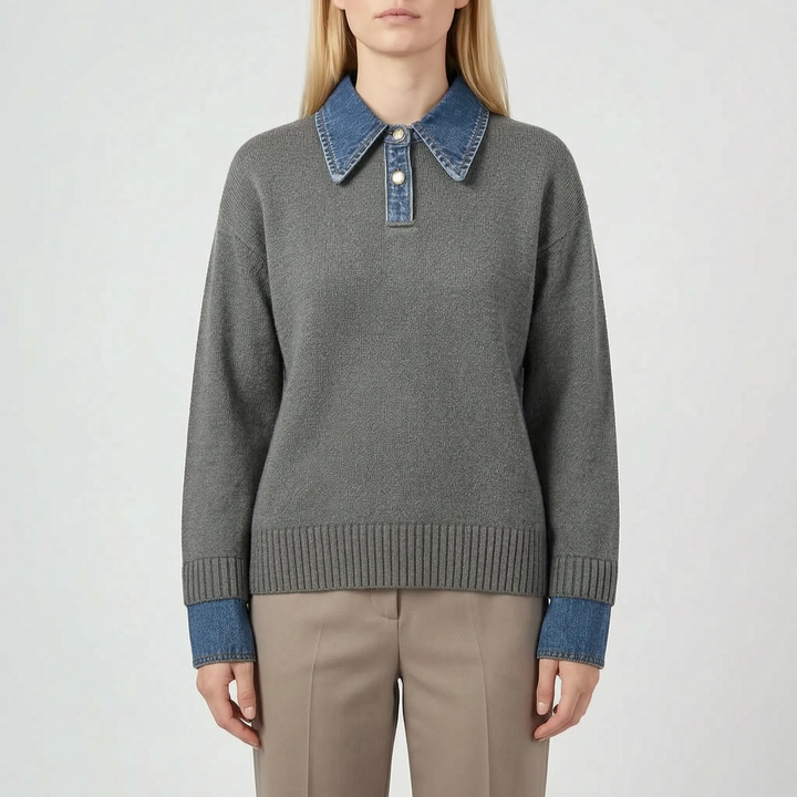Knitique - Womens Collared Knit Jumper