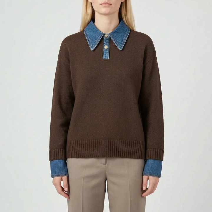 Knitique - Womens Collared Knit Jumper