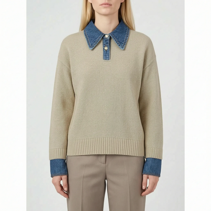 Knitique - Womens Collared Knit Jumper