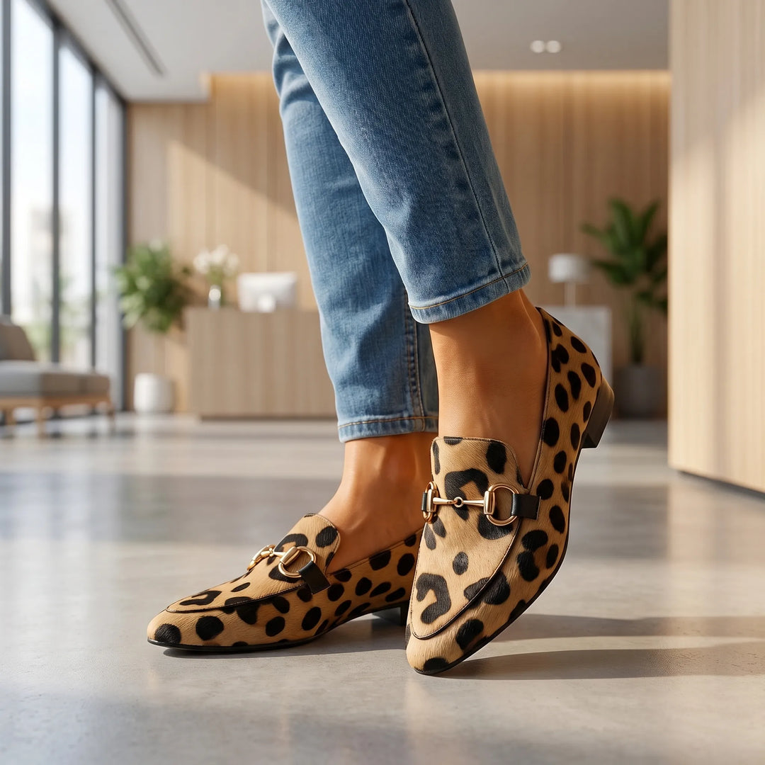 Leoprena - Pointed Toe Loafer With Gold Hardware