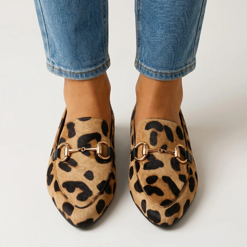 Leoprena - Pointed Toe Loafer With Gold Hardware