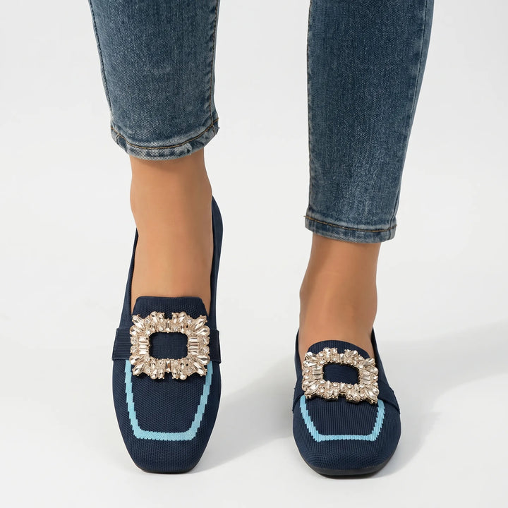Loavelux - Embellished Buckle Flat Loafer