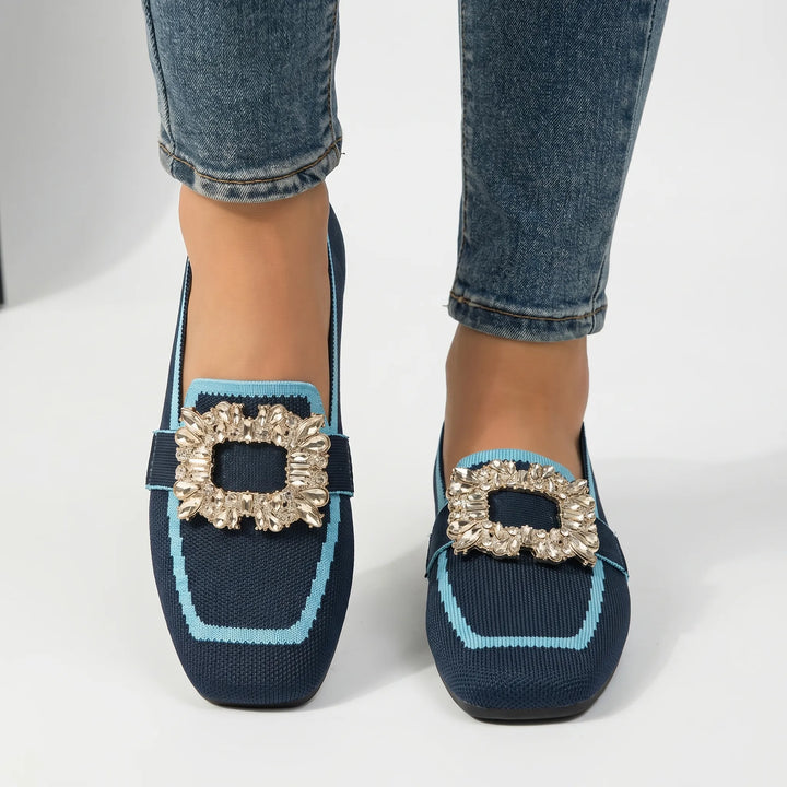 Loavelux - Embellished Buckle Flat Loafer
