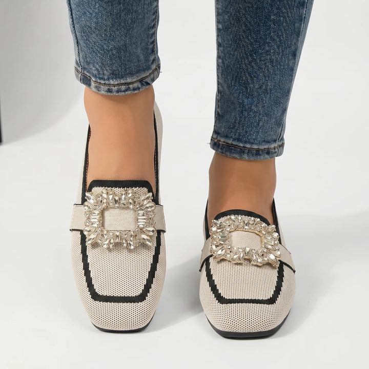 Loavelux - Embellished Buckle Flat Loafer