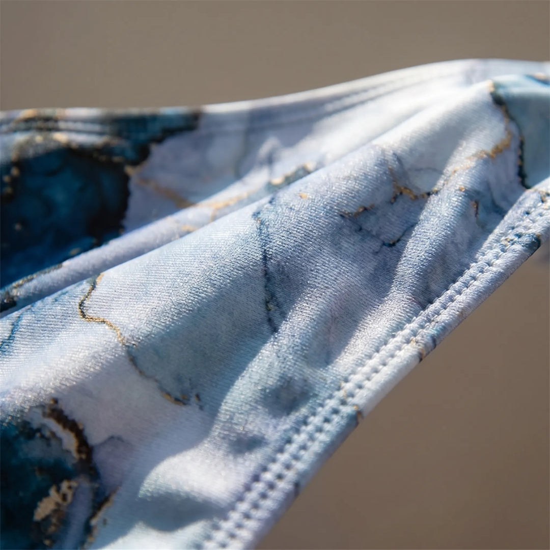 Marblique - Marble Print Crossover Bikini Set