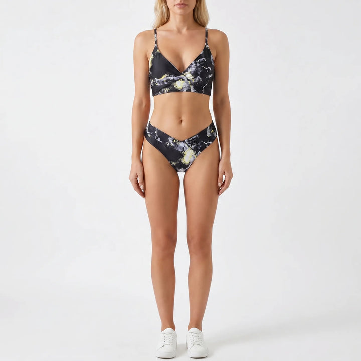 Marblique - Marble Print Crossover Bikini Set