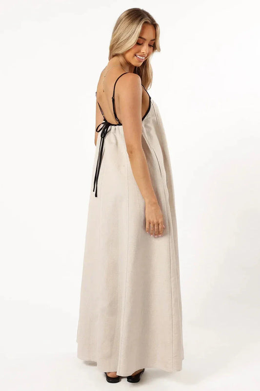 Women’s A-line Dress with Suspender Straps and Maxi Length