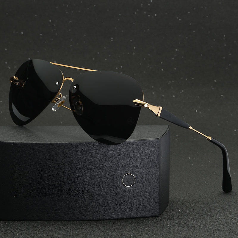 Men’s Aviator Sunglasses with Polarized Lenses and Black Frame