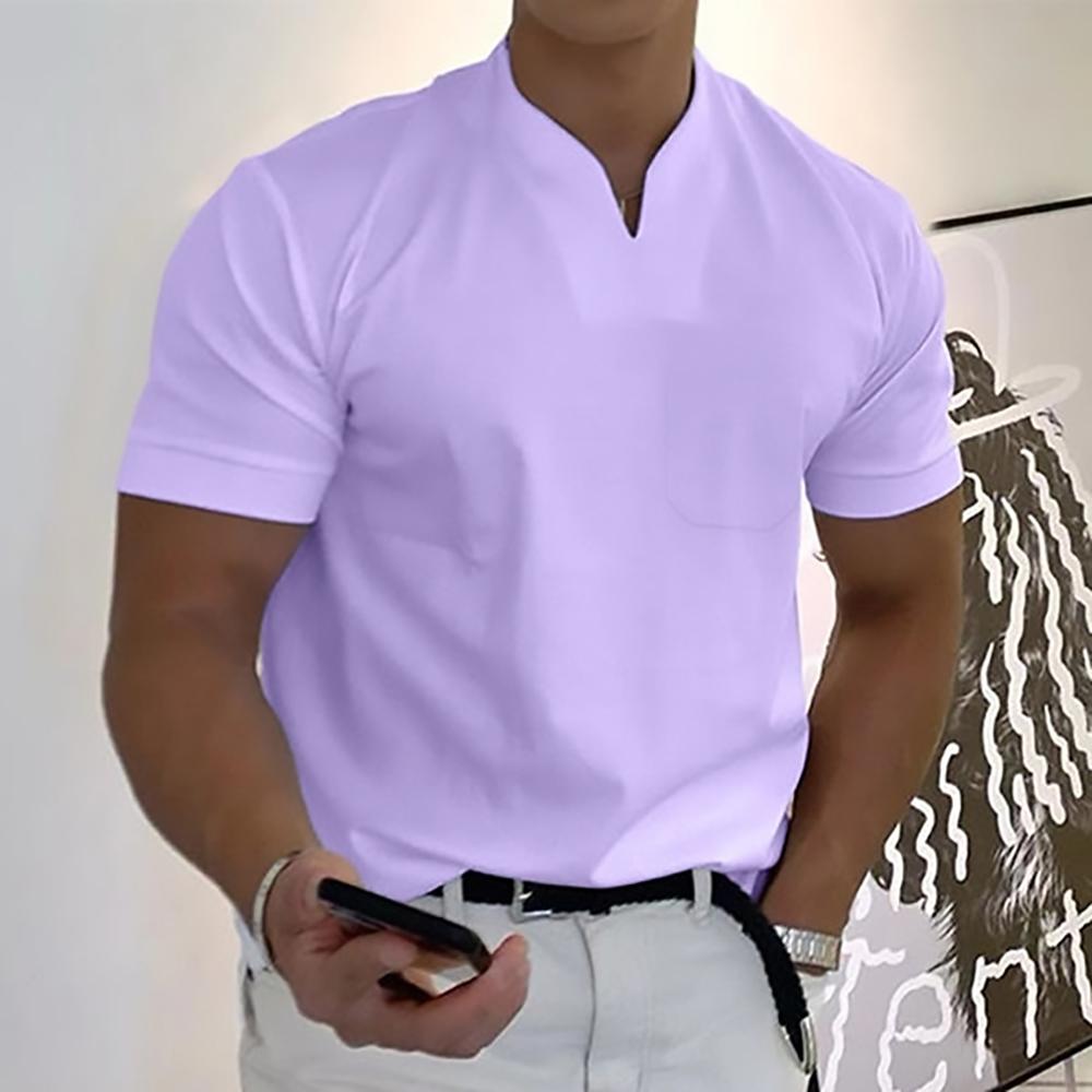 Men’s Casual Polo Shirt with Modern Collar and Short Sleeves