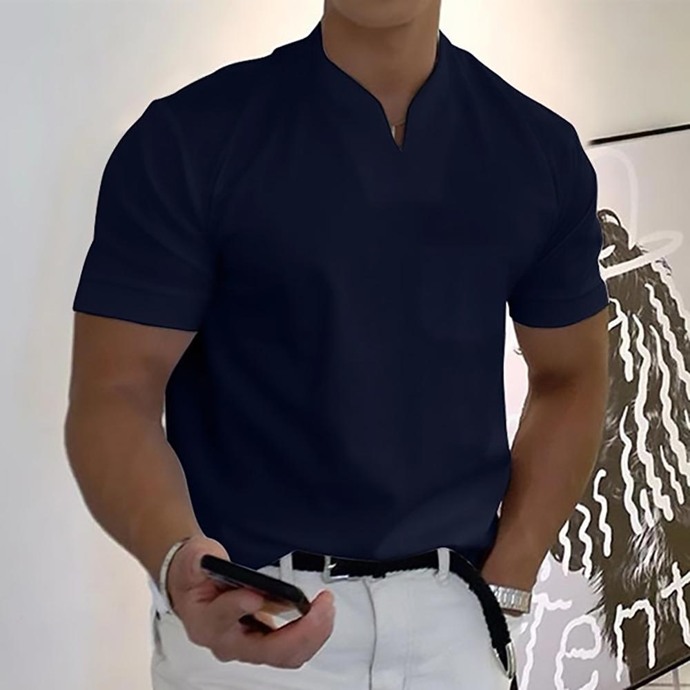 Men’s Casual Polo Shirt with Modern Collar and Short Sleeves