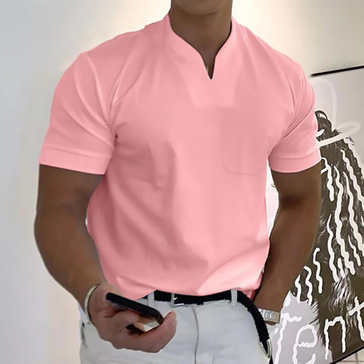 Men’s Casual Polo Shirt with Modern Collar and Short Sleeves